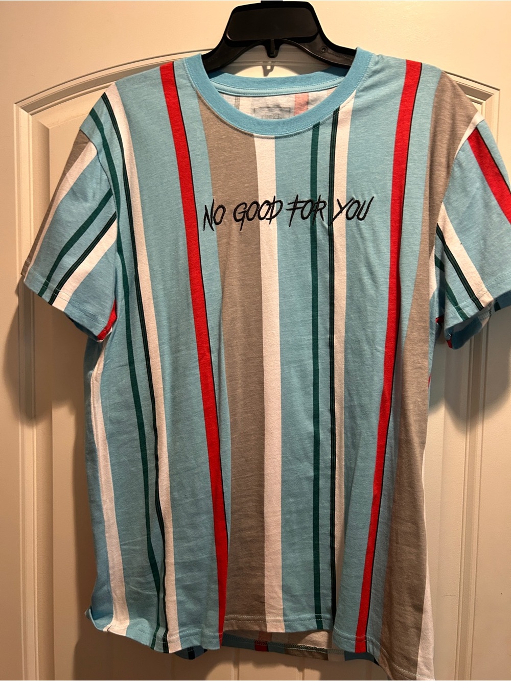 Rue21 Turquoise Striped Graphic Tee with Red Accents